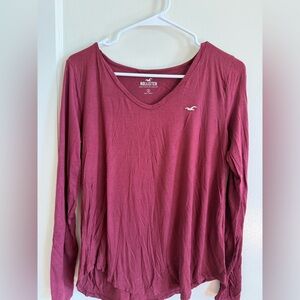 Hollister Women's Burgundy Long Sleeve Tee